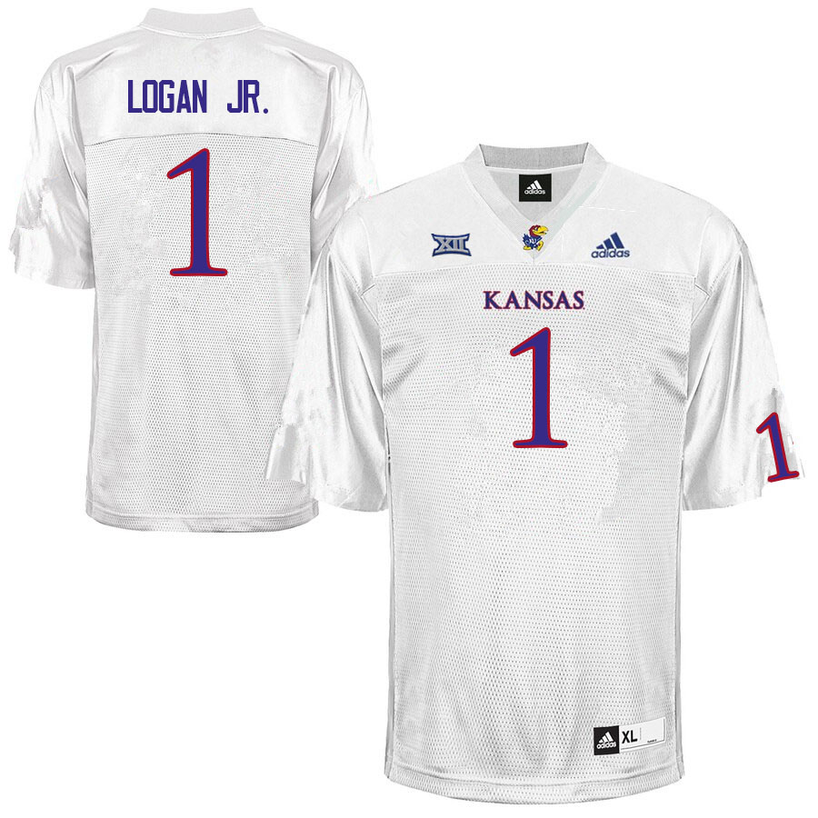 Men #1 Kenny Logan Jr. Kansas Jayhawks College Football Jerseys Sale-White - Click Image to Close